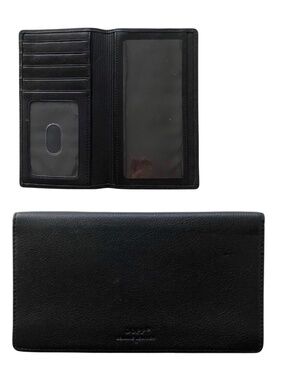 DOPP Black Leather Bifold Checkbook Wallet 6.5x3.5 Organizer Long